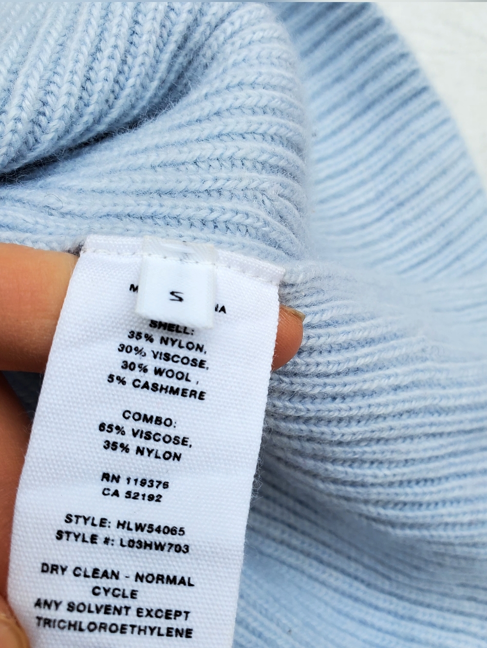 Helmut Lang Pale Blue Ribbed Cold-Shoulder Sweater with Cream Straps - Picture 7 of 7